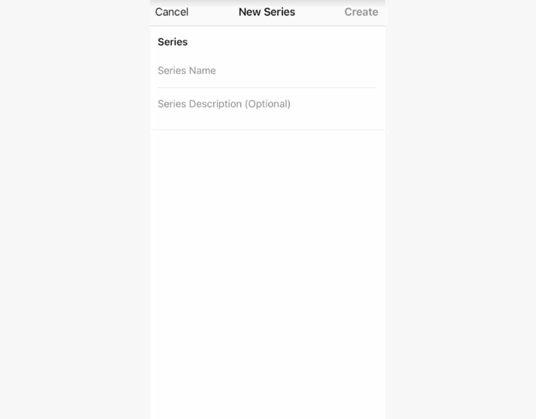 IGTV step for posting a video series name and description.