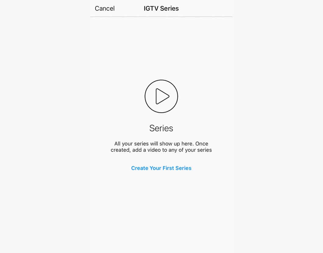 IGTV posting option to create a series.