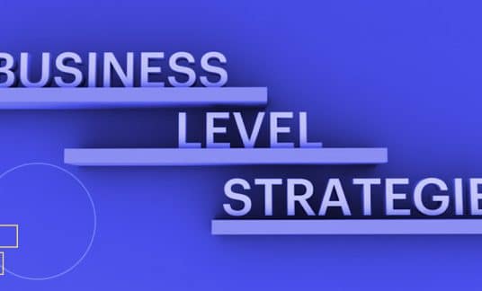 Business Level Strategies words on shelves