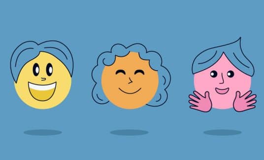 Three happy emoji faces