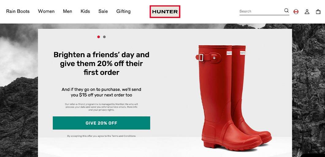 Hunter Boots gives you a 20% coupon to send to others and for each person who makes a purchase, gives you $15.