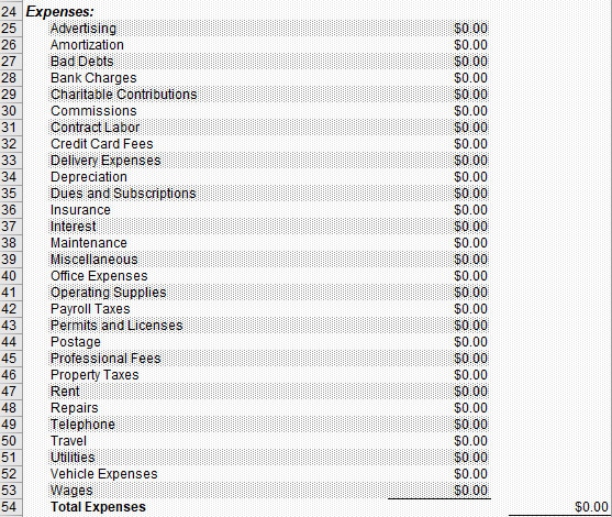 Excel expenses template 