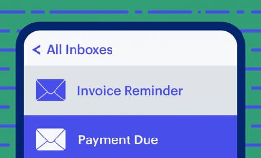 Invoice reminder and payment due emails on mobile phone