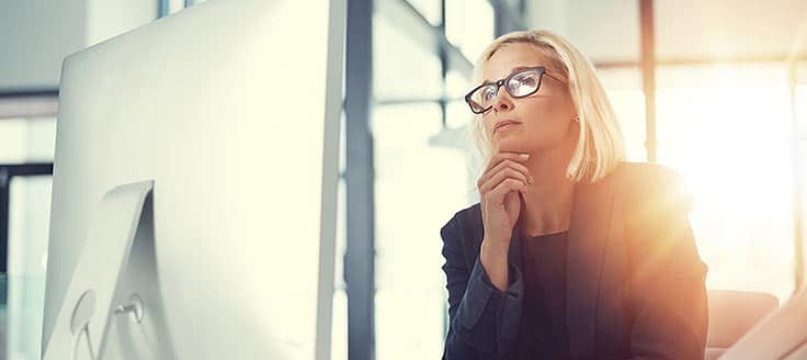 A businesswoman trying to decide which small business consulting firm to choose. 