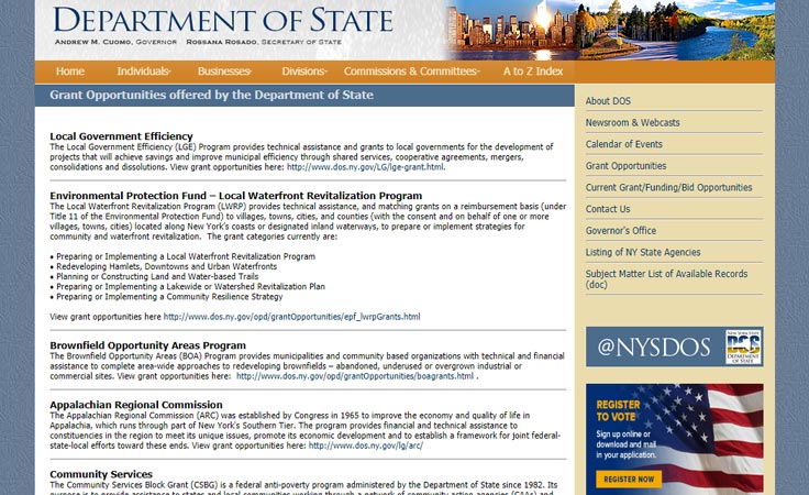 Department of State site can be helpful when you're searching for local and state grant opportunities