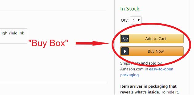 Image of Amazon's Buy Now button below the Add to Cart icon
