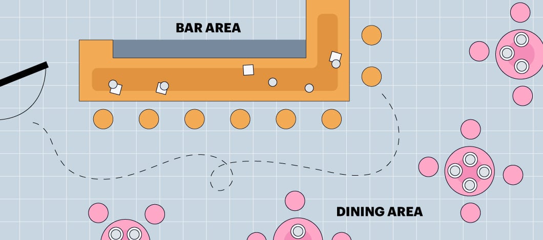 An illustration of a workable layout for your restaurant’s main floor.