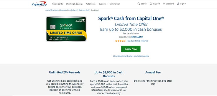 The Capital One Spark Cash for Business has an annual fee of $95 after your first year (the fee is waived for the first year).