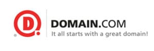 Domain.com logo with red letter D encircled.