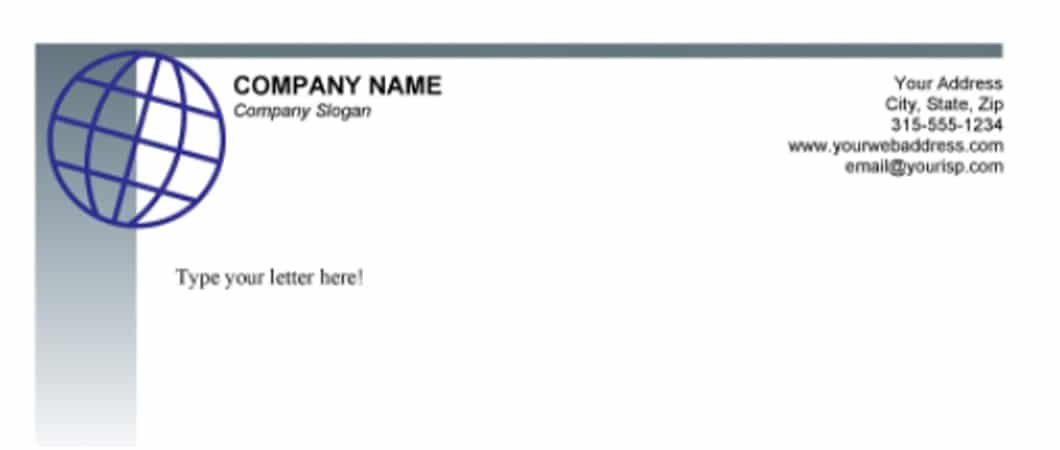 A screenshot of an example of a company letterhead