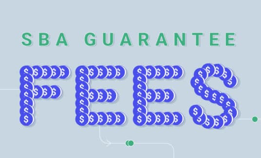 Image showing the words SBA Guarantee Fees with dollar signs making up the fees