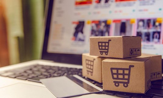 Little boxes symbolize online shopping. Retailers can find opportunities to compete with Amazon.