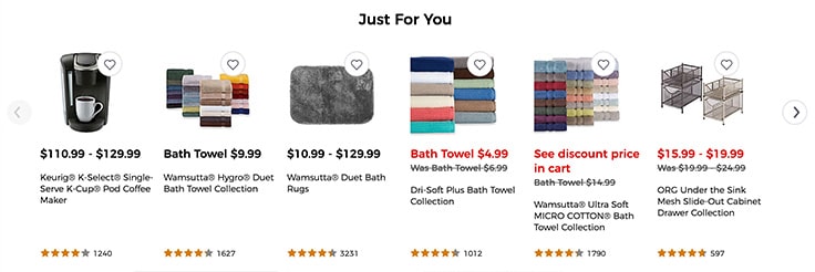 The Bed Bath & Beyond website separated its products into easy-to-navigate categories.