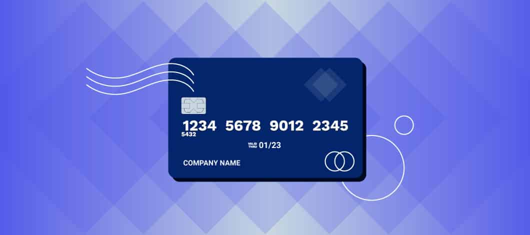 Image of a blue credit card amid a blue background