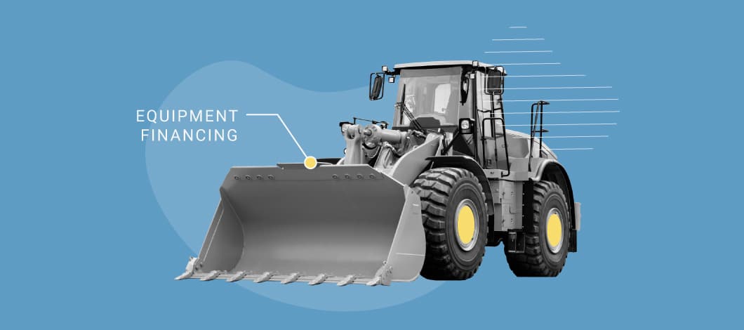 Image of a tractor with the words “equipment financing” beside