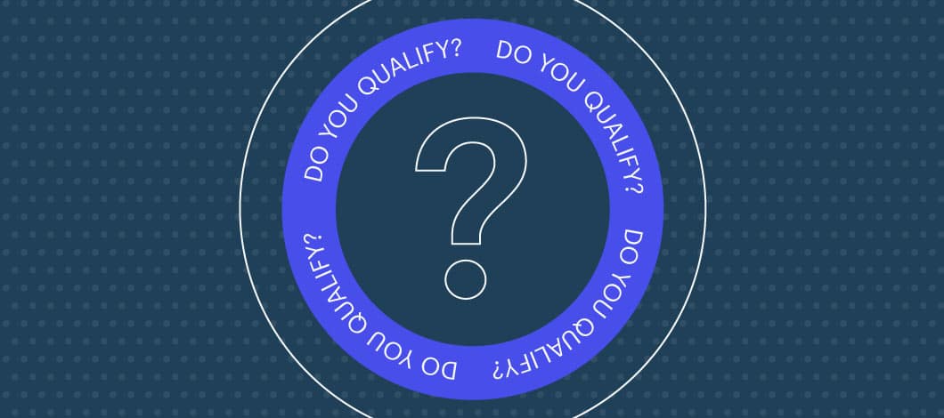 "Do you qualify?" circular graphic with question mark in the center
