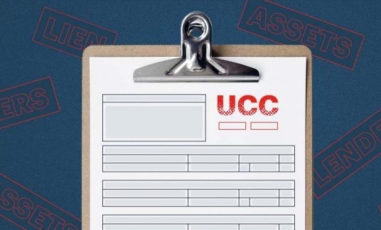 UCC filing on a clipboard