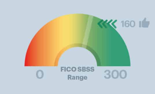 Graphic of an odometer that goes from 0 to 300 with an arrow pointing to 160 and a thumbs up