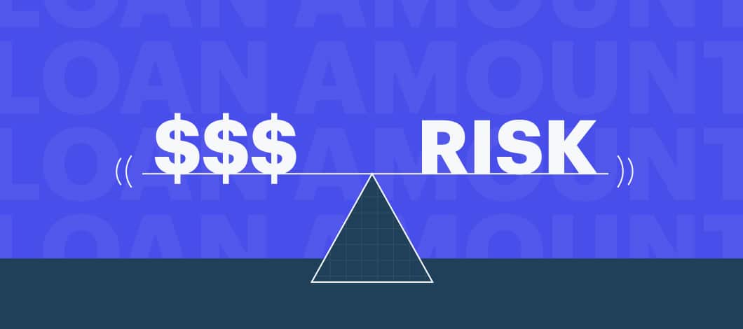 A concept illustration in which money (dollar signs) are balanced against the word "risk."