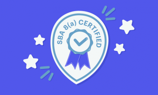 SBA 8(a) Certified graphic with a ribbon