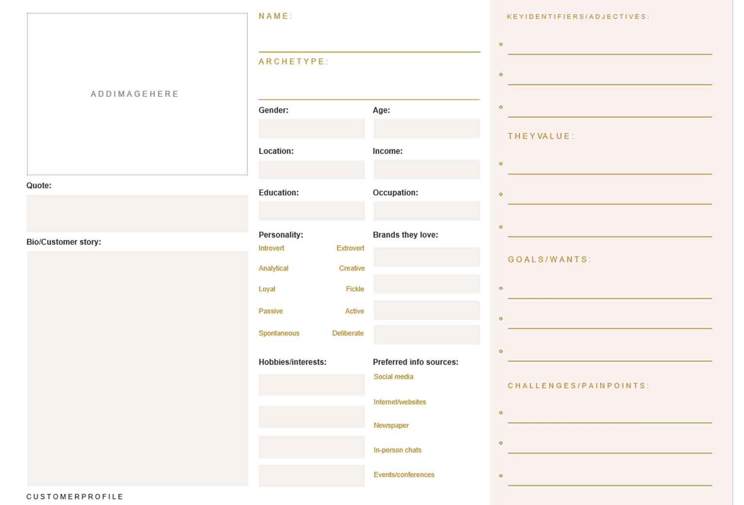 Here’s an ideal customer profile template from small business branding and website-building company January Made Design.