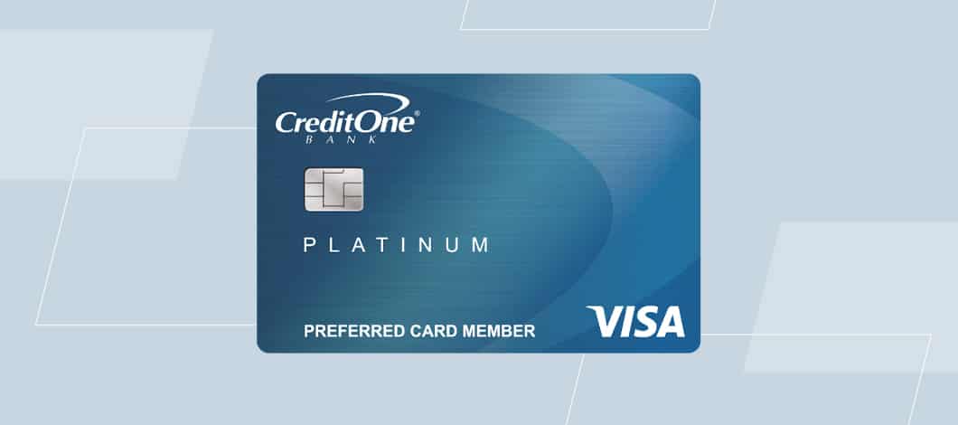 Image of CreditOne’s Platinum Visa business credit card, blue in color