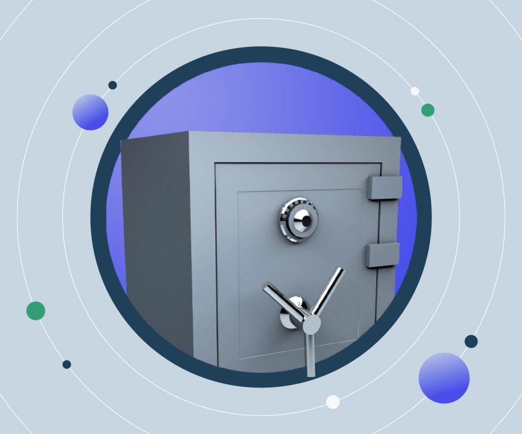 Secured business loans locked up in a safe.