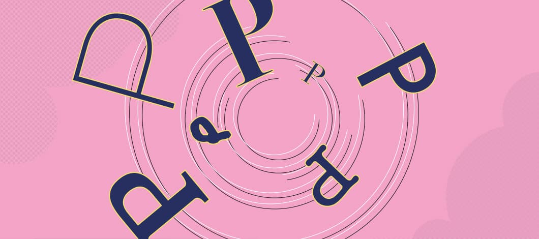 Letter p going in a circle graphic