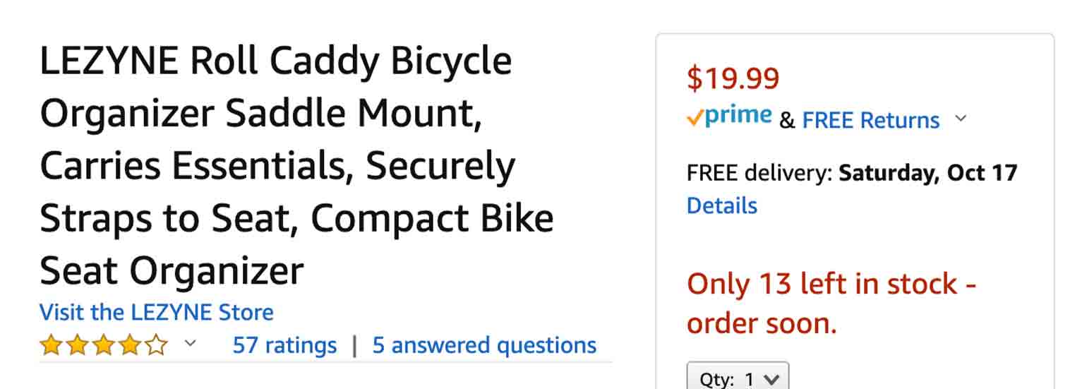 An example of limited stock in an Amazon shopping cart.