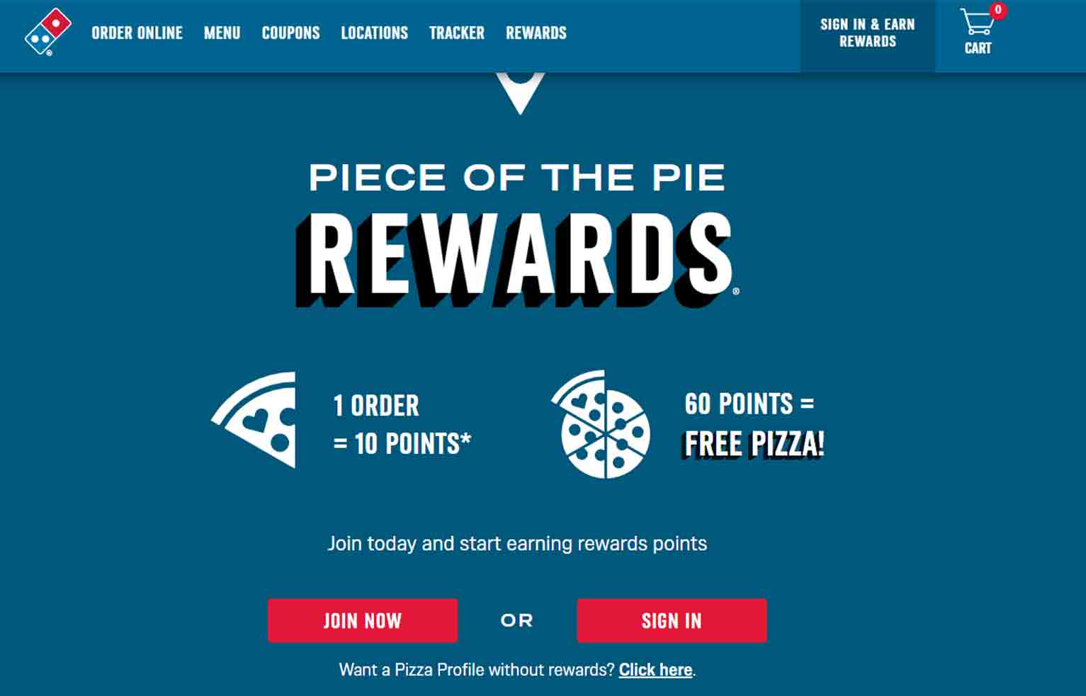 Also think about starting a points-for-dollars-spent loyalty program. Pizza chain Domino’s does a great job of this. 