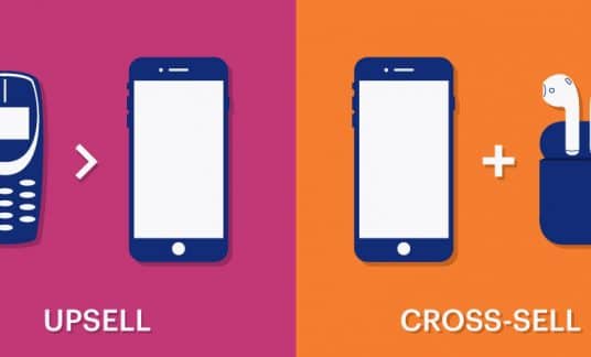 An illustration of an upsell and a cross-sell involving smart phones.