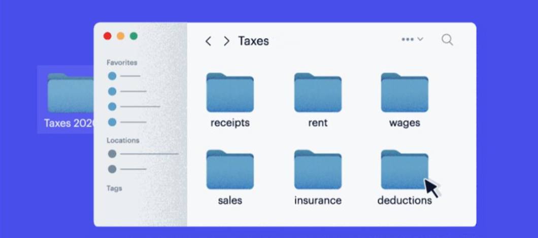 Image of a desktop computer screen with tax folders