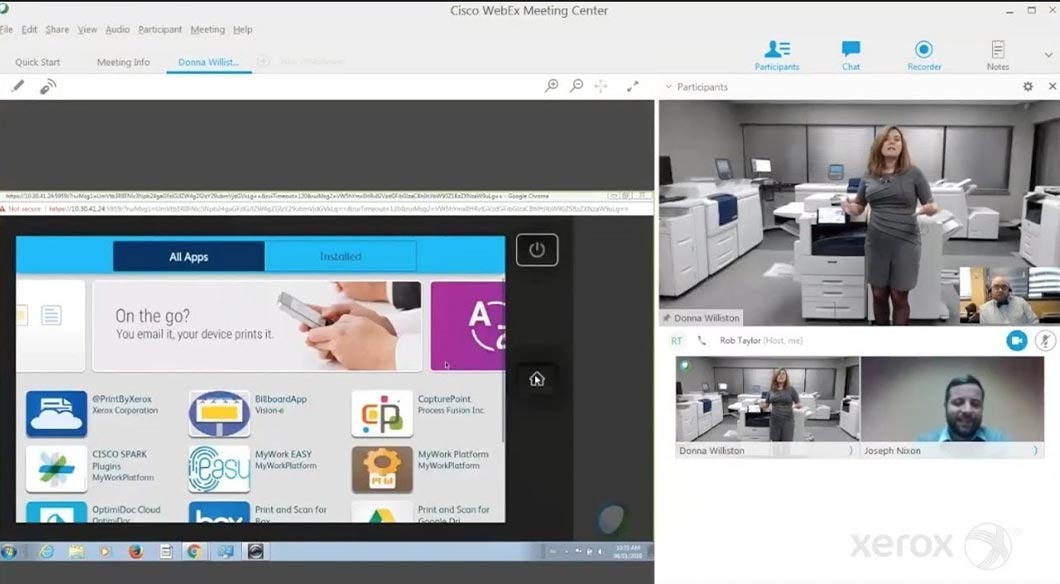 Xerox provides customers with a live-stream product demonstration that they can view from their own home.