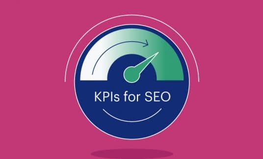 A circular dial that looks like a speedometer has the words “KPIs for SEO”