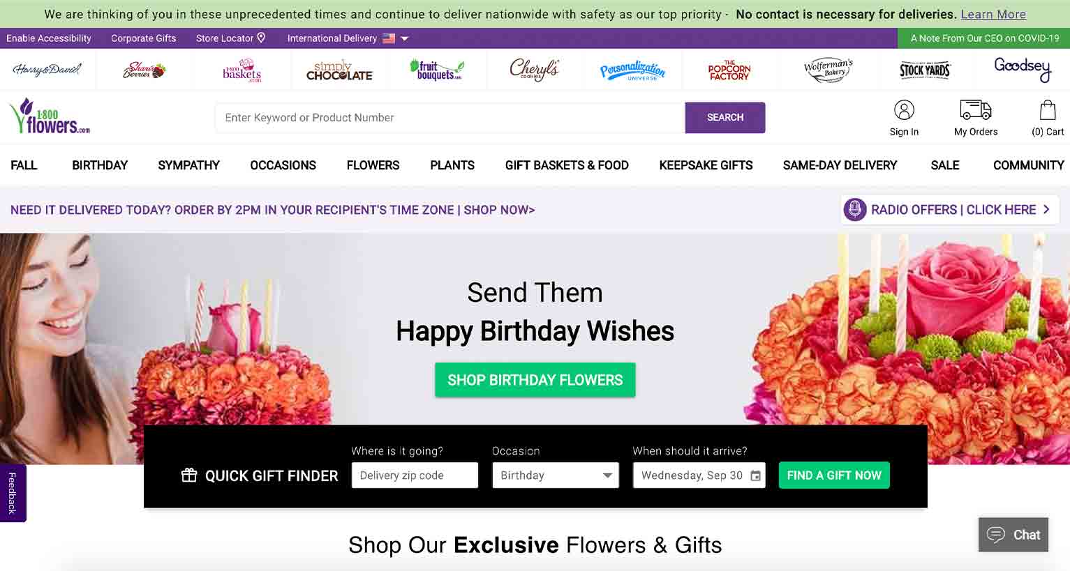 1-800-Flowers.com is one example of a company that’s diversified its product line with a family of brands ranging from The Popcorn Factory to Harry & David.