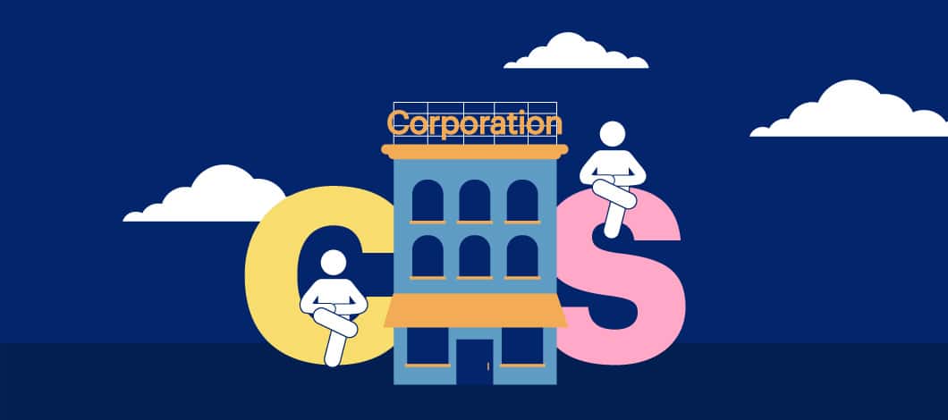 C and S Corporation graphic with building