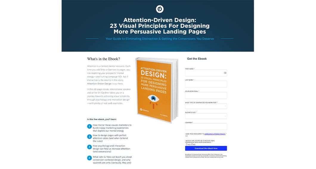 How to Generate Leads: Unbounce Ebook Example