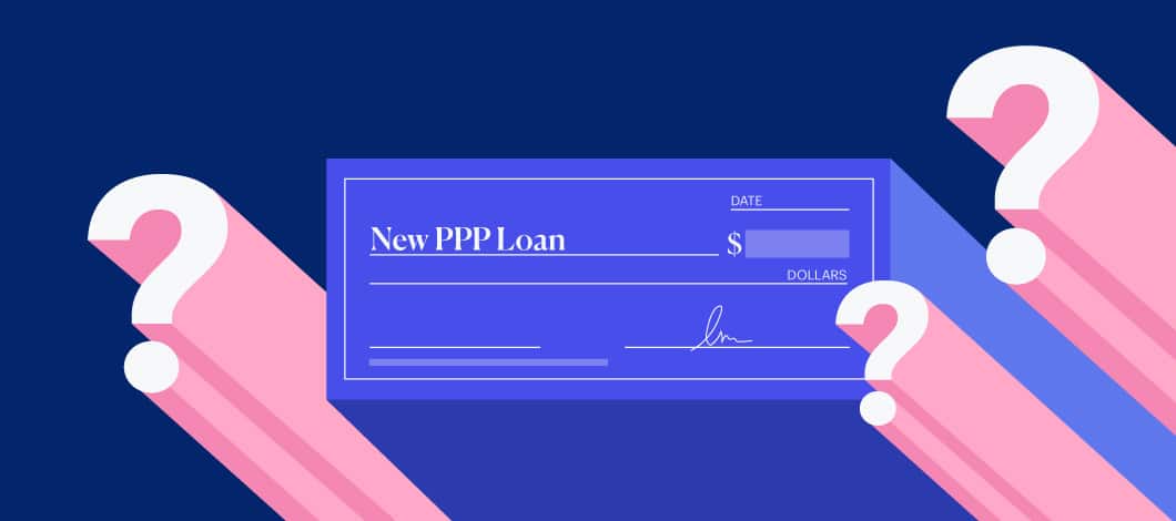 A check that reads “New PPP Loan” is surrounded by question marks.