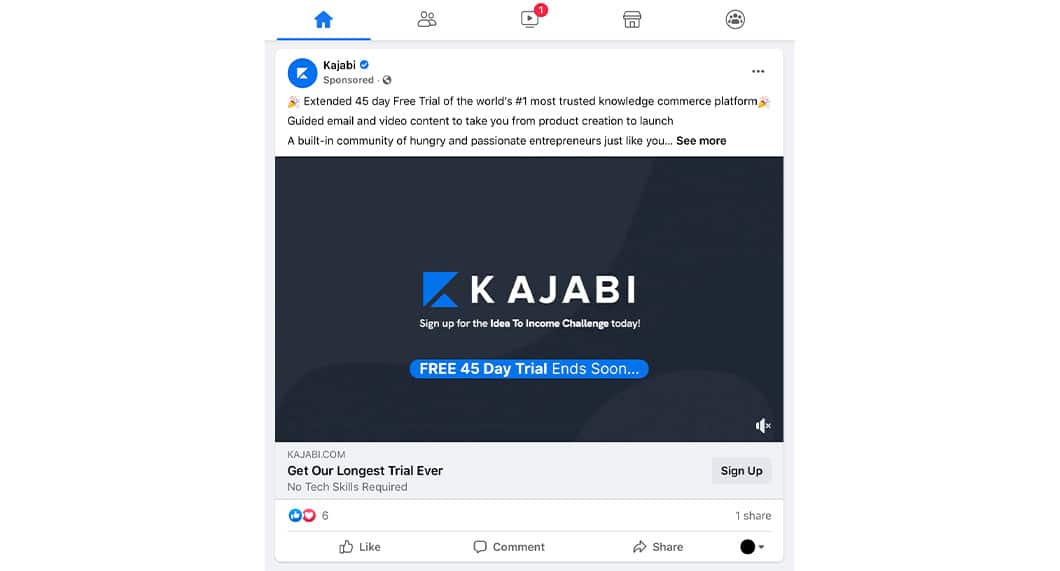 Lead-Generation Strategies: Kajabi Facebook Ad