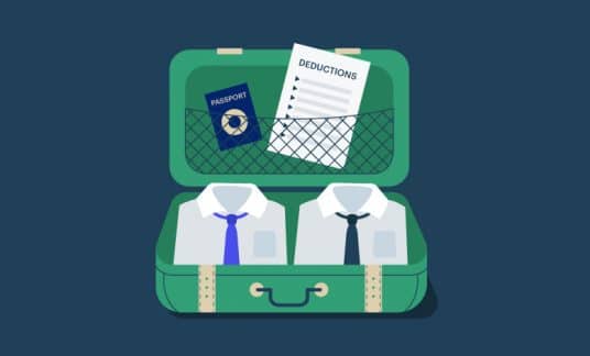 A suitcase filled with shirts, ties, a passport and a paper listing deductions.