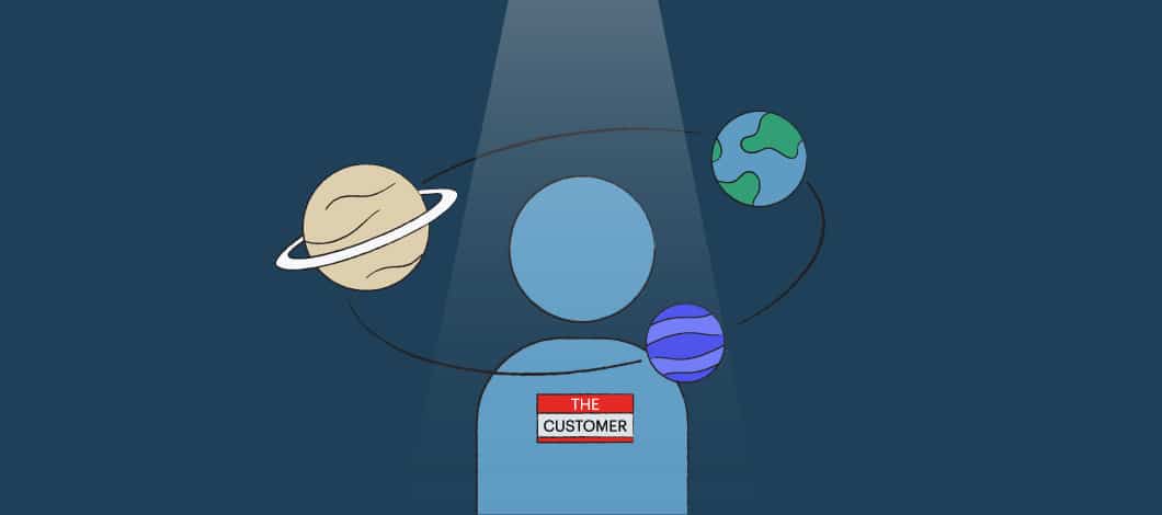 Three planets revolve around a giant customer.