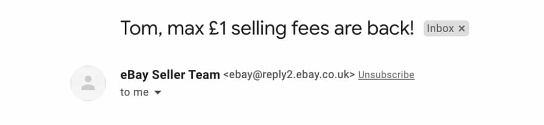 Promotional Email Example: eBay #1