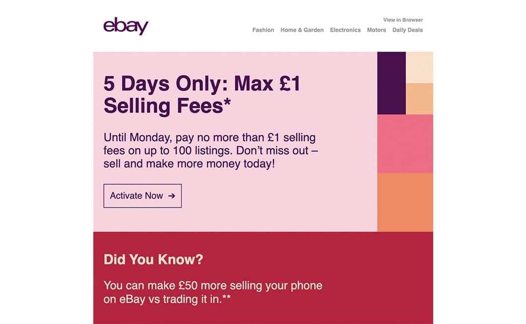 Promotional Email Example: eBay #1