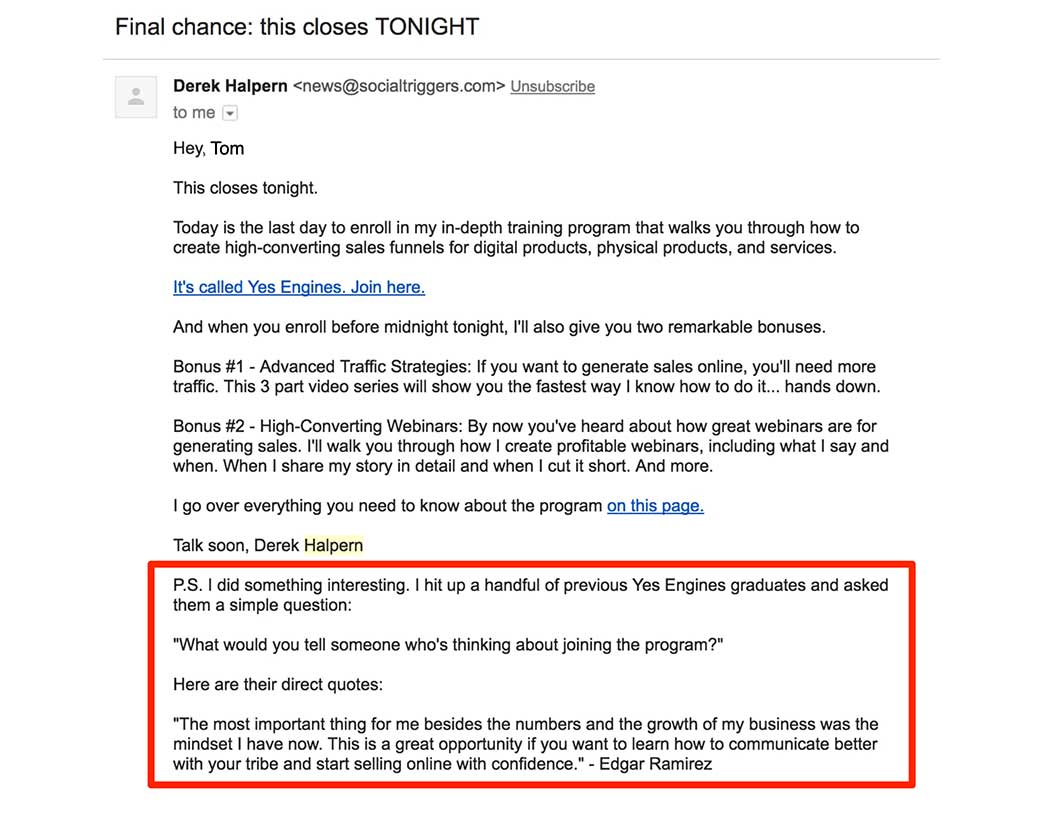 Promo Email Examples: Social Triggers