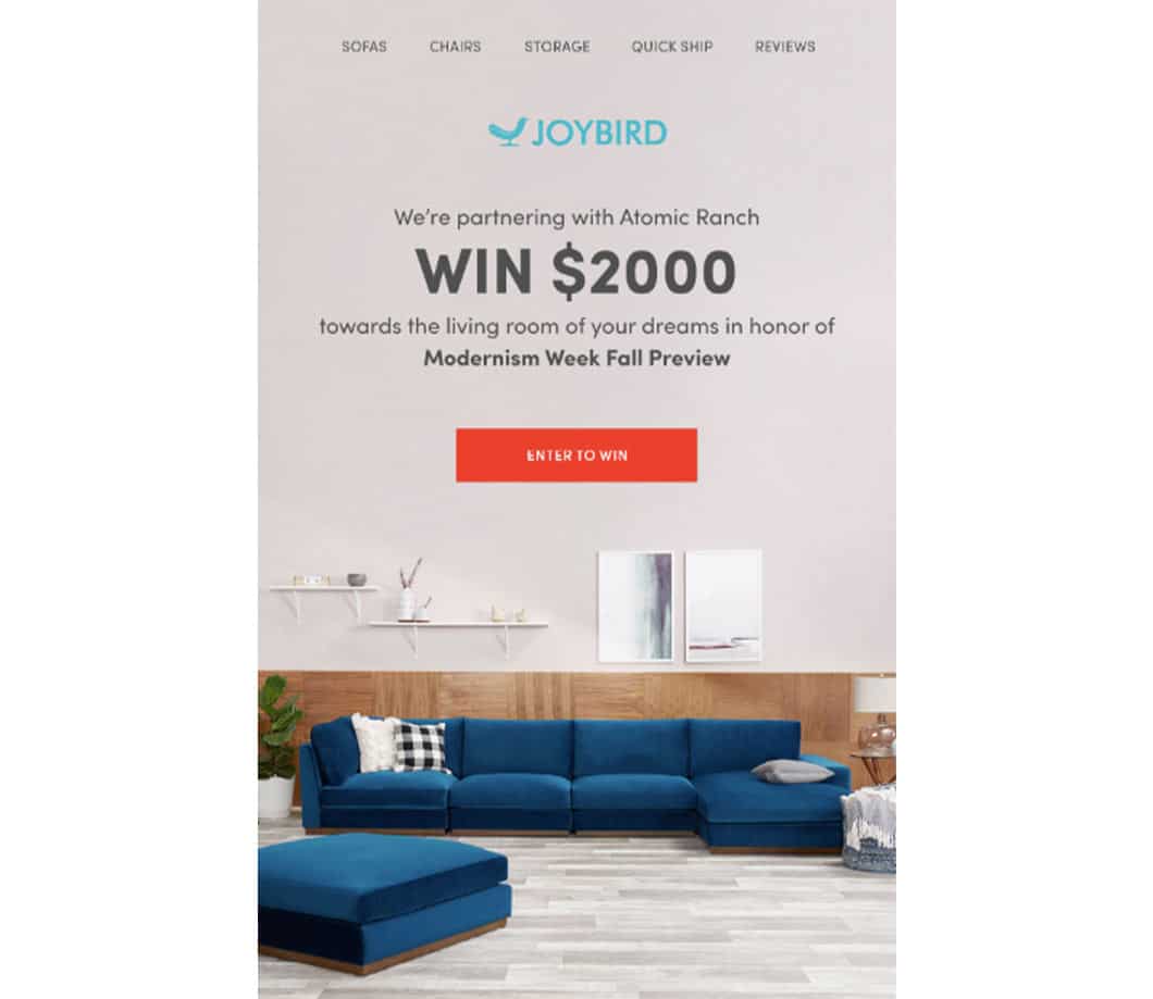 Promo Email Examples: Joybird