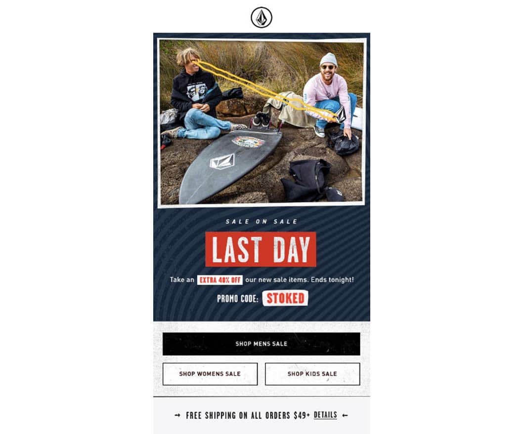 Promo Email Example: Volcom