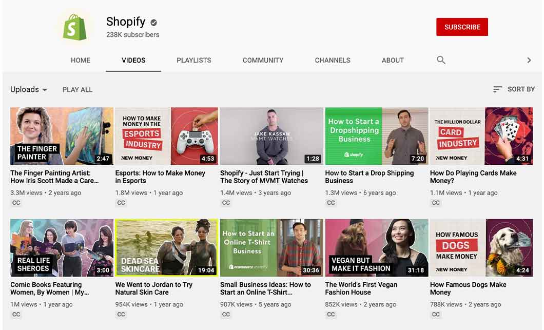 Type of Content Marketing: Shopify Video