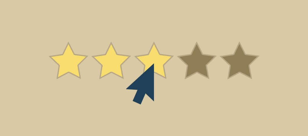 A cursor clicks on three out of five stars.