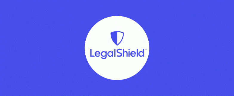 LegalShield logo with various text message bubbles of reviews with star ratings all around