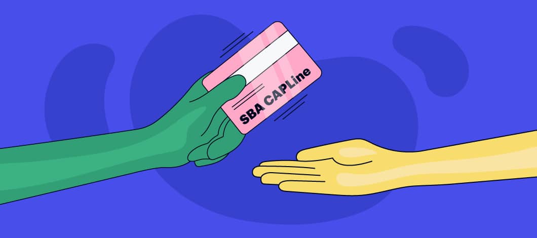 A hand presents a credit card labeled “SBA CAPLine” to another hand.
